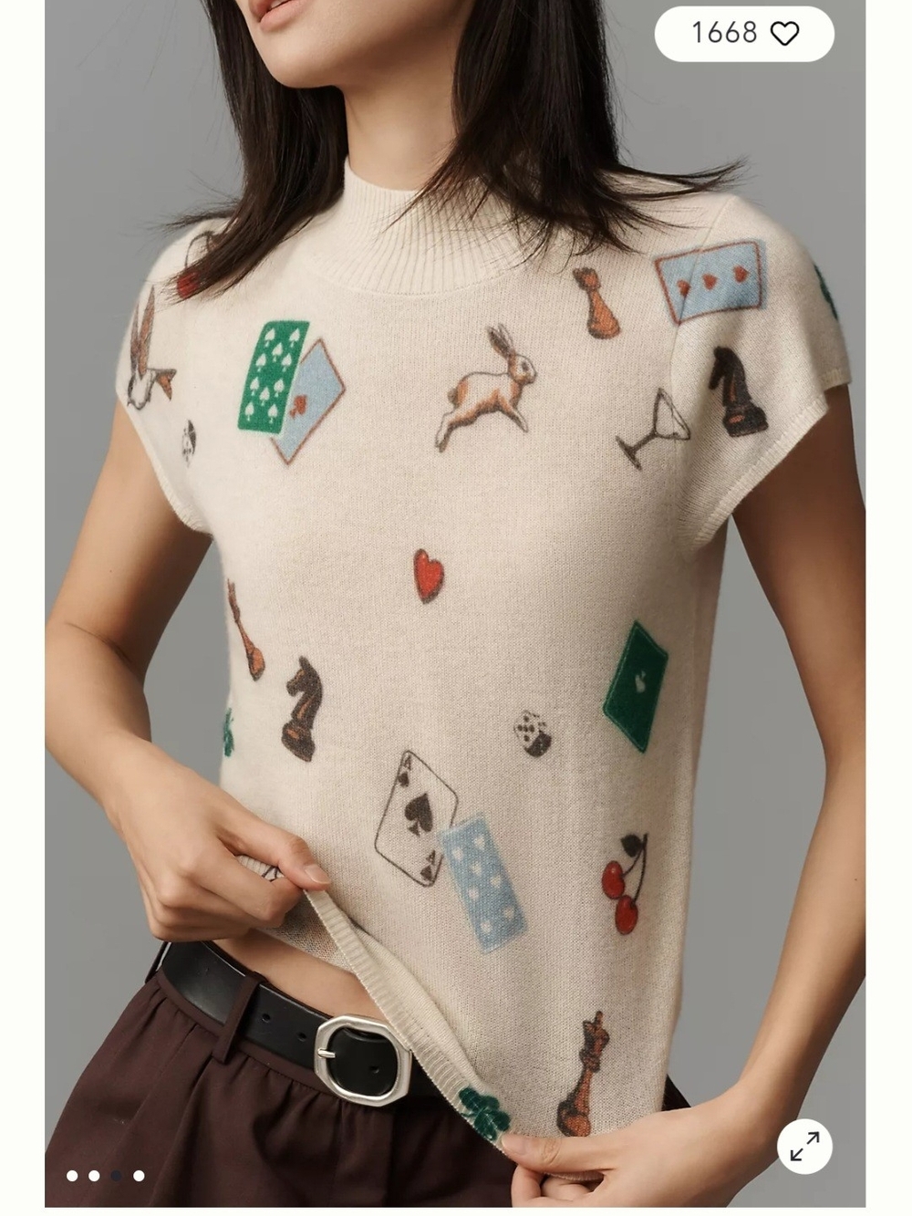 MAEVE CASHMERE NWT NEUTRAL LUCKY PRINT
